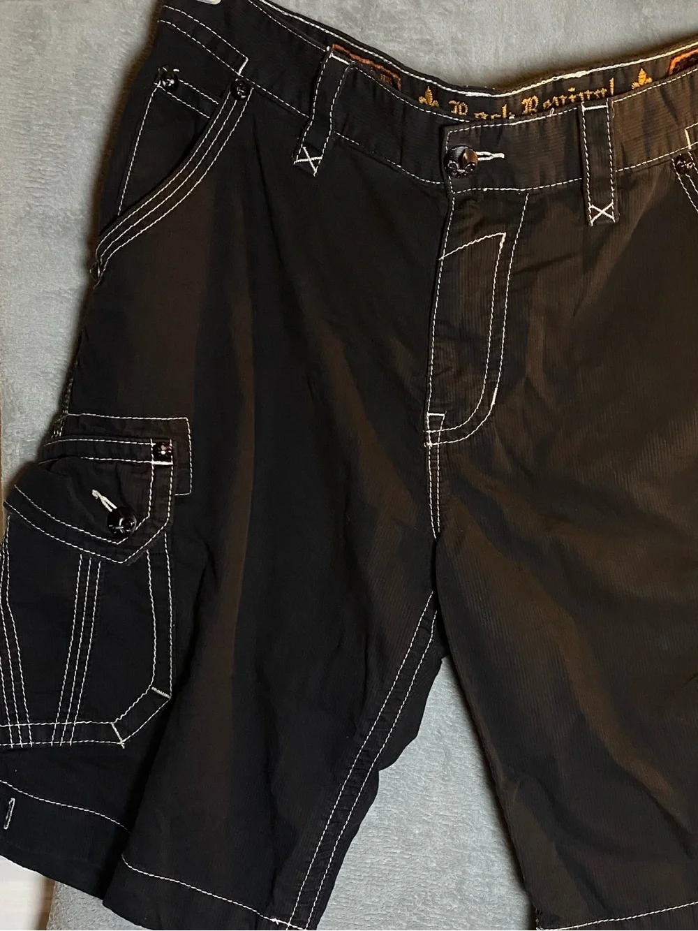 Rock Revival Black Jeans with White Stitching size 38/23 Jorts Baggy Cargo